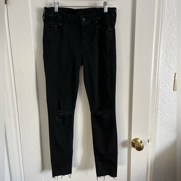 MOTHER Jeans The Looker Ankle Fray Style Guilty as Sin Wash Black Waist Size 28 - Picture 3 of 13